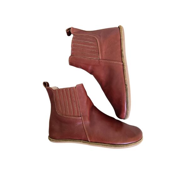 Anya's Shop Lila Chelsea Ankle Boots Brown Leather Barefoot Shoe Size 40 EU 9 US - Picture 1 of 7